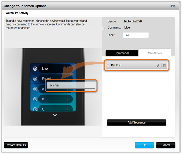 MyHarmony – Erstellen einer Sequenz