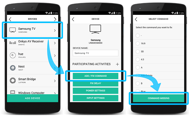 Harmony App - Select Device