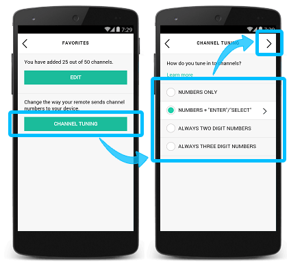 Harmony App - channel changing settings