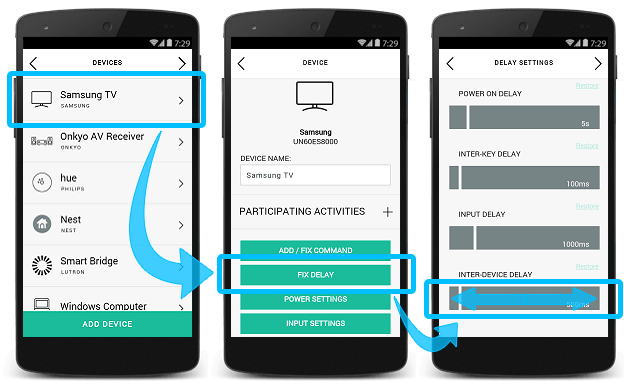 Harmony-App – Geräteeinstellungen ändern