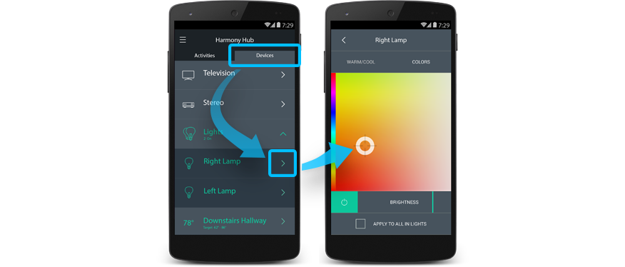 Harmony app Control LIFX Lights
