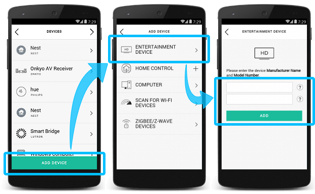 Sélection de dispositifs pour l'application Harmony