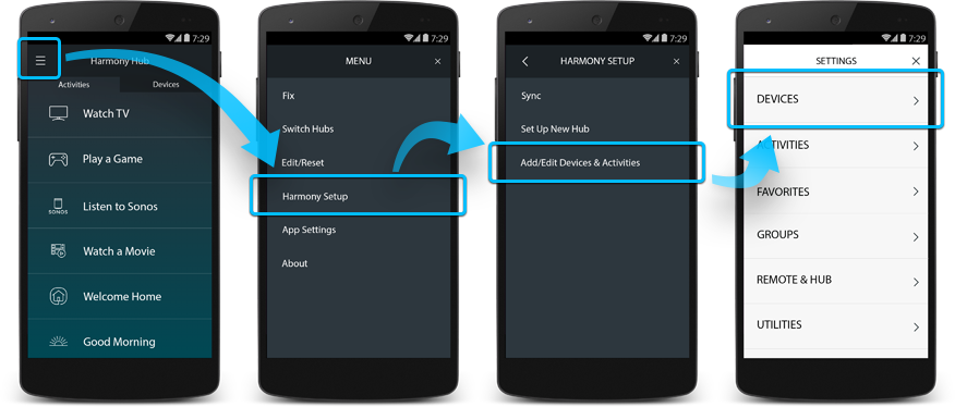 Application Harmony - modifier un dispositif