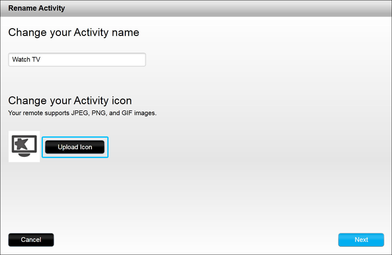 Uploading an Activity icon