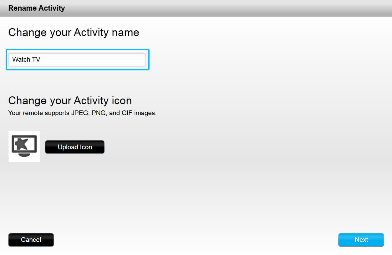 Uploading an Activity icon