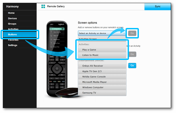 MyHarmony - Personalizza schermo