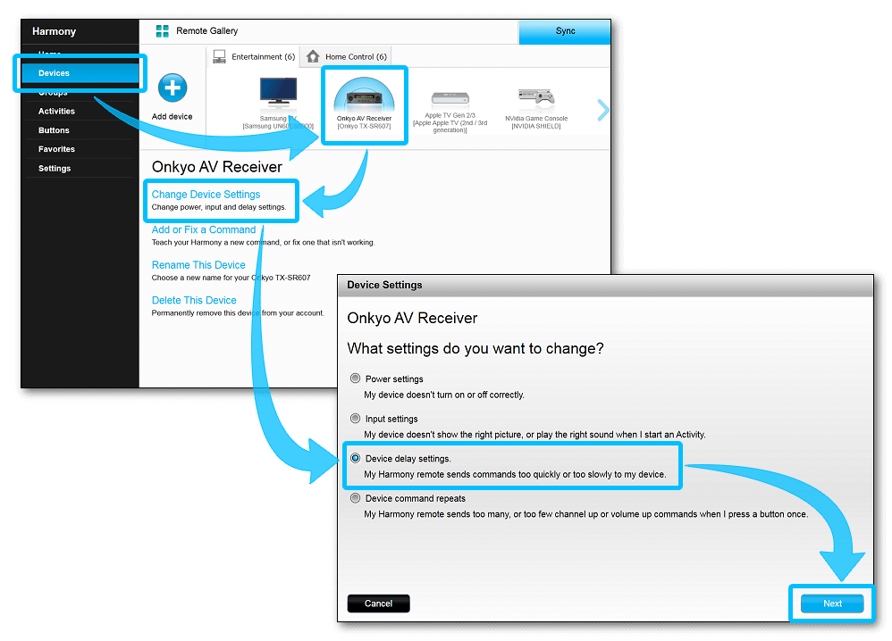 flirc harmony delay settings