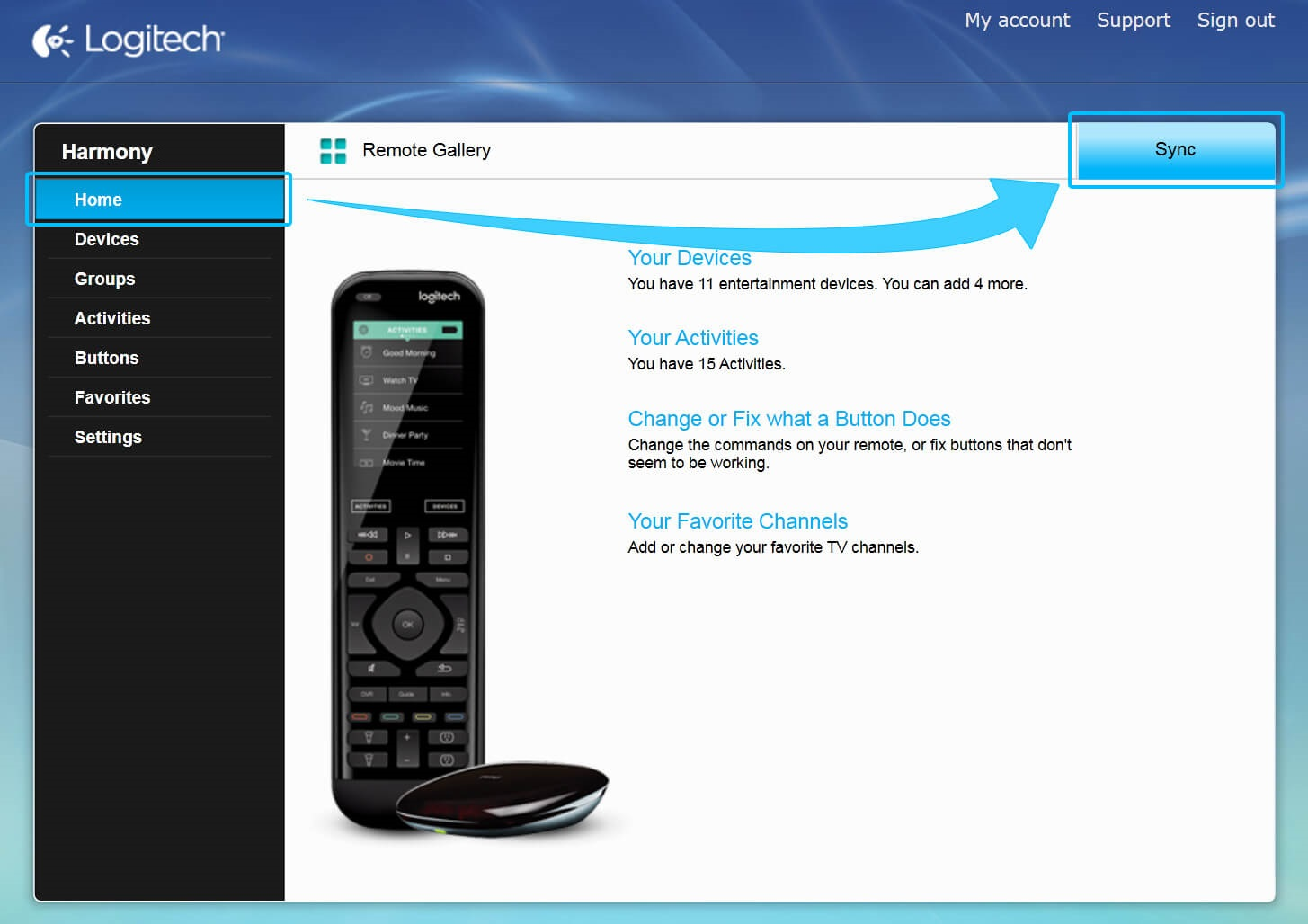Sync Harmony remote