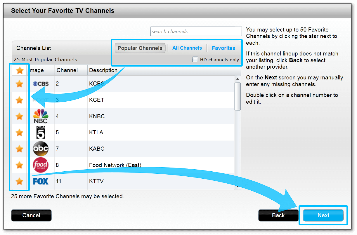 direct tv channel list for streaming