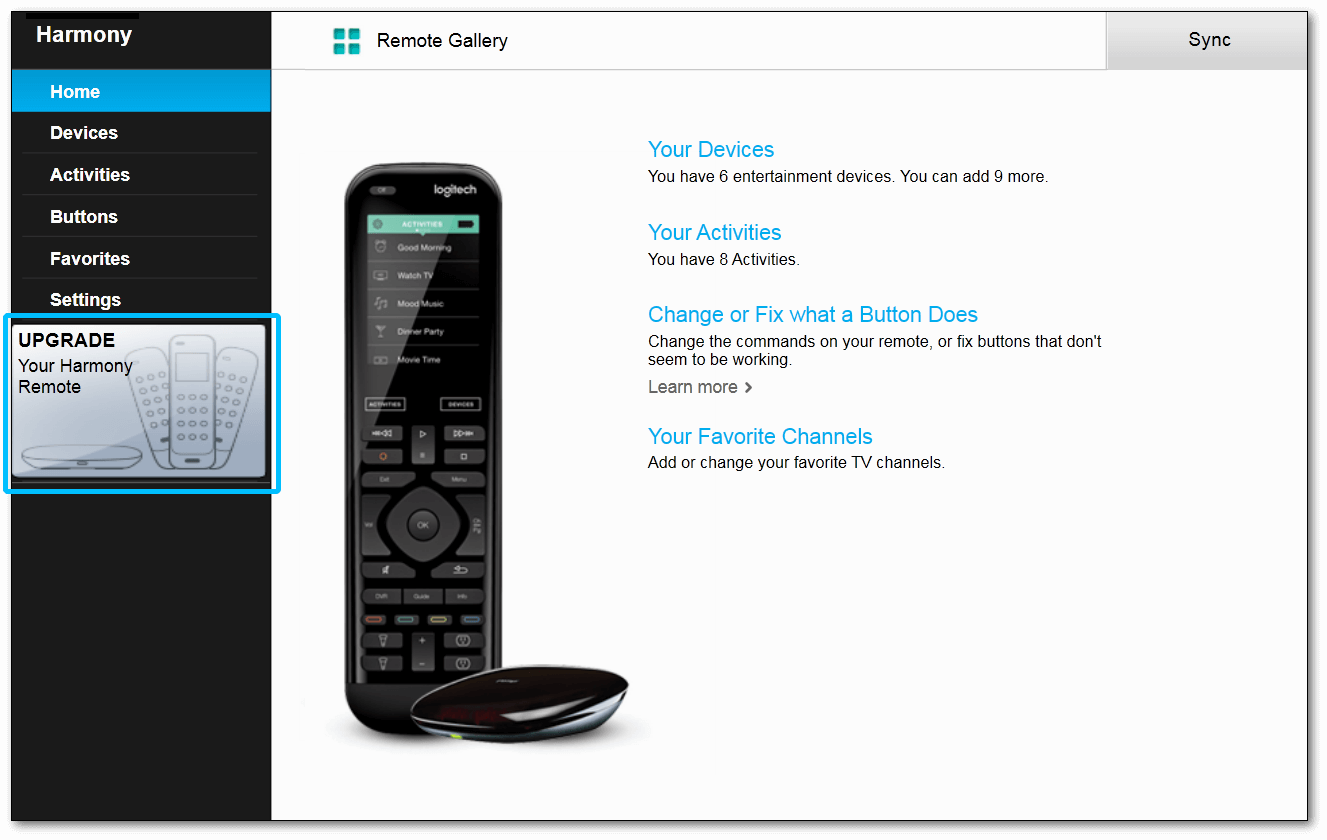 Software Harmony - Actualizar el mando a distancia