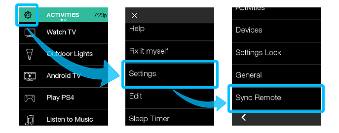 sync Harmony using physical remote