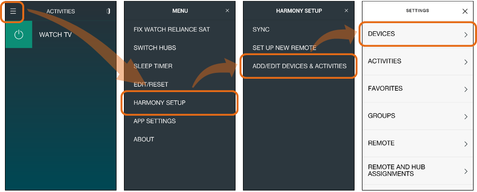 Harmony App - Change device settings