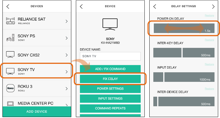 Harmony App - Change device settings