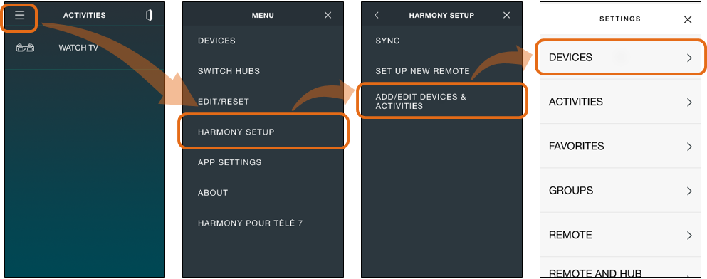Harmony App - Select Device